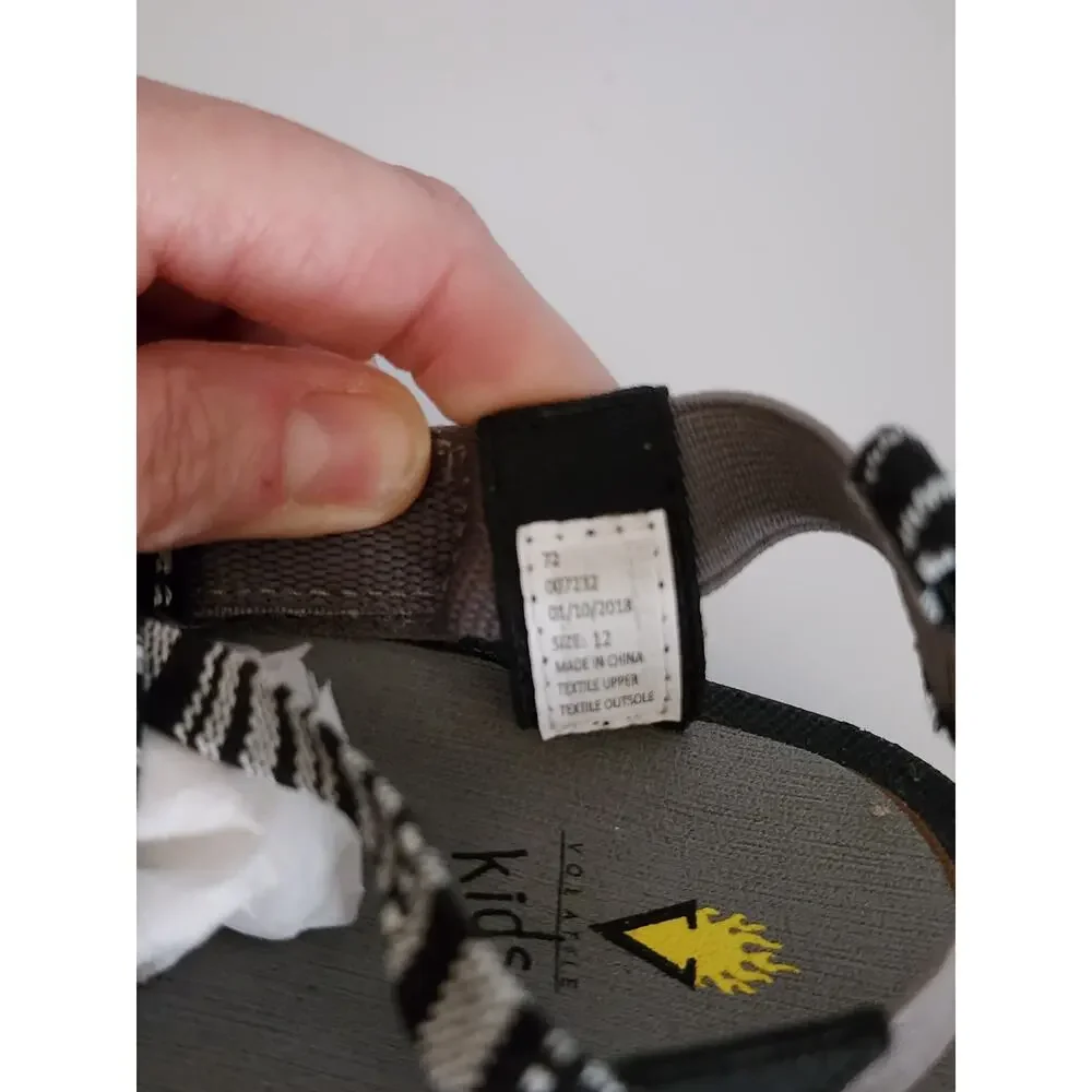 Volatile Kids Size 12 Black Kiwis Strappy Adjustable Sandals Outdoor